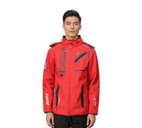 Geographical Norway Chaqueta Softshell Hombre Royaudb Dsitribrands Production Impermeable Cortaviento con Capucha para Exterior Rutas Senderismo Esquí Invierno Otoño Primavera (Rojo Negro M)