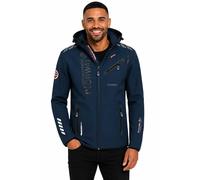 Geographical Norway Chaqueta Softshell Hombre Royaudb Dsitribrands Production Impermeable Cortaviento con Capucha para Exterior Rutas Senderismo Esquí Invierno Otoño Primavera (Marino Negro 3XL)