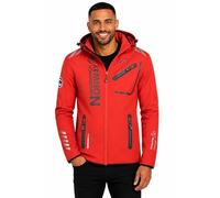 Geographical Norway Chaqueta Softshell Hombre Royaudb Dsitribrands Production Impermeable Cortaviento con Capucha para Exterior Rutas Senderismo Esquí Invierno Otoño Primavera (Rojo Negro S)