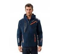 Geographical Norway Chaqueta Softshell Hombre Royaudb Dsitribrands Production Impermeable Cortaviento con Capucha para Exterior Rutas Senderismo Esquí Invierno Otoño Primavera (Marino Naranja S)