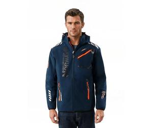 Geographical Norway Chaqueta Softshell Hombre Royaudb Dsitribrands Production Impermeable Cortaviento con Capucha para Exterior Rutas Senderismo Esquí Invierno Otoño Primavera (Marino Naranja S)