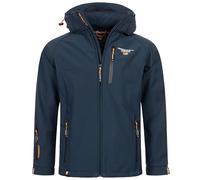 Geographical Norway Chaqueta softshell para hombre, otoño e invierno, para lluvia y exterior, entretiempo FVS Production H-H, azul marino, L