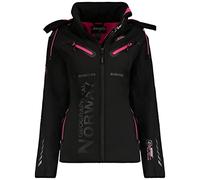 Geographical Norway - Chaqueta técnica deportiva softshell impermeable para mujer, Negro y rosa brillante, S