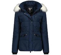 Geographical Norway Chester Lady - Chaqueta Mujer Cálida Esqui - Abrigo Para Mujeres Con Capucha Sintética - Parka Elegante A Prueba De Viento - Otono Invierno Primavera (Azul Marino XXL)