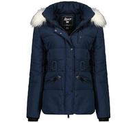 Geographical Norway Chester Lady - Chaqueta Mujer Cálida Esqui - Abrigo Para Mujeres Con Capucha Sintética - Parka Elegante A Prueba De Viento - Otono Invierno Primavera (Azul Marino XL)