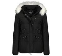 Geographical Norway Chester Lady - Chaqueta Mujer Cálida Esqui - Abrigo Para Mujeres Con Capucha Sintética - Parka Elegante A Prueba De Viento - Otono Invierno Primavera (Negro S)