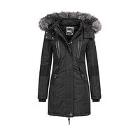 Geographical Norway Coraly Lady Distribrands - Abrigo de invierno cálido - Chaqueta de manga larga - Cuello de piel sintética elegante - Abrigo de moda casual (Negro XL)