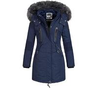 Geographical Norway Coraly Mujer/Dama - Abrigo/Chaqueta de plumón, Parka - Chaqueta de forro polar elegante para invierno, Chaqueta larga para mujer, azul marino, S
