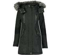 Geographical Norway Coraly Mujer/Dama - Abrigo/Chaqueta de Plumón, Parka - Chaqueta de Forro Polar Elegante para Invierno, Chaqueta Larga para Mujer, Negro, M