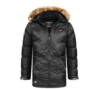 Geographical Norway Dan Dstk - Chaqueta Para Hombre Acolchada Otoño Invierno con Capucha - Abrigo largo Cortavientos De Manga Larga - Casaco Elegante Hombres Ski (Negro S)