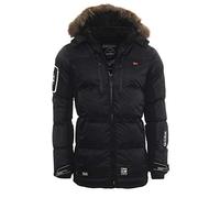 Geographical Norway Danone Men - Chaqueta de plumón caliente para hombre, con forro cálido para invierno, manga larga, relleno de calidad, Negro, XXL