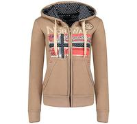 Geographical Norway FARLOTTE Lady - Damen Sweatshirt Langarmshirt Taschen - Damen Sweatshirt Langarm Pullover Winter - Hoodie Jacke Hoodies Kapuzenpullover Casual Classic (Taupe, L)