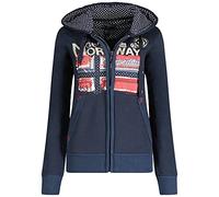 Geographical Norway Farlotte Lady - Sudaderas Mujer Con Capucha Y Bolsillos - Sudadera Manga Larga Chaqueta Caliente - Cremallera Jersey Mujeres Primavera Verano Otoño Invierno (Marino XL)