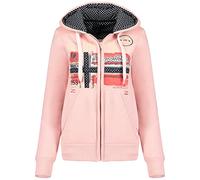 Geographical Norway Farlotte Lady - Sudaderas Mujer Con Capucha Y Bolsillos - Sudadera Manga Larga Chaqueta Caliente - Cremallera Jersey Mujeres Primavera Verano Otoño Invierno (Rosa Palido L)