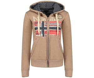 Geographical Norway Farlotte Lady - Sudaderas Mujer Con Capucha Y Bolsillos - Sudadera Manga Larga Chaqueta Caliente - Cremallera Jersey Mujeres Primavera Verano Otoño Invierno (Topo M)