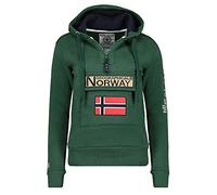 Geographical Norway GYMCLASS Lady - Sudadera para Mujer, con Capucha y Bolsillos Canguro, Manga Larga, Informal y cálida, Deportiva (Verde Oscuro, XL)