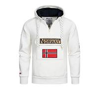 Geographical Norway GYMCLASS Men - Sudadera Capucha Bolsillos Hombre - Chaqueta Casual Hombres Abrigo - Camisetas Camisa Manga Larga - Hoodie Deportiva Regular Fitness Jacket Tops (Blanco M)