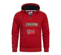 Geographical Norway GYMCLASS Men - Sudadera con Capucha y de Bolsillo Canguro para Hombre - Sudadera con Logo de la Marca y Manga Larga (Rojo, M)