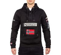 Geographical Norway GYMCLASS Men - Sudadera con Capucha y de Bolsillo Canguro para Hombre - Sudadera con Logo de la Marca y Manga Larga (Negro, XXL)