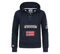 Geographical Norway GYMCLASS Men - Sudadera De Bolsillo Canguro para Hombre - Sudadera con Logo para Hombre - Sudadera con Capucha De Manga Larga - Sudadera Sport Regulier (Marina S)