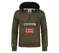 Geographical Norway GYMCLASS Men - Sudadera De Bolsillo Canguro para Hombre - Sudadera con Logo para Hombre - Sudadera con Capucha De Manga Larga - Sudadera Sport Regulier (Caqui S)