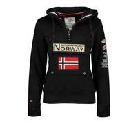 Geographical Norway GYMCLASS Mujer - Sudadera con Capucha y de Bolsillo Canguro para Mujer - Sudadera con Logo de la Marca y Manga Larga (Negro XL)