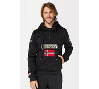 Geographical Norway GYMCLASS Men - Sudadera con Capucha y de Bolsillo Canguro para Hombre - Sudadera con Logo de la Marca y Manga Larga (Negro, S)