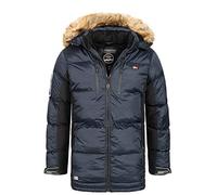 Geographical Norway H-261 Men's Winter Jacket Parka Hiking Jacket Hood - Blue - Large