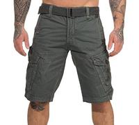 Geographical Norway Hombre Cortos Cargo Panoramique Camuflaje Corto Pantalones de Verano Incl. Cinturón, Bolsillos Laterales - Azul, 32W