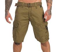 Geographical Norway Hombre Cortos Cargo Panoramique Camuflaje Corto Pantalones de Verano In inturón, Bolsillos Laterales - Uni Mastic, 36W