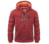 Geographical Norway IMS Production Chaqueta acolchada de invierno para hombre, con capucha, forrada y cálida. Anorak de exterior, para esquí y snowboard. Para invierno y otoño, tallas S-7XL, rojo