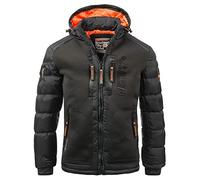 Geographical Norway IMS Production Chaqueta acolchada de invierno para hombre, con capucha, forrada y cálida. Anorak de exterior, para esquí y snowboard. Para invierno y otoño, tallas S-7XL, Negro ,