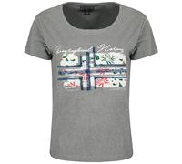 Geographical Norway Jepson Lady Camiseta Cuello V Moda Mujer, Camiseta Moda Regular Fit, Ropa Manga Corta Marca, Primavera Verano Otoño Invierno (Gris Claro L)