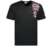 Geographical Norway JOLYMPIA - Camiseta Algodón para Hombre - Camiseta Modelo Hombre con Logo - Shirt Regular Manga Corta - Camisetas Cuello Clasica Casual - Regalo Original para Hombre (Negro 3XL)