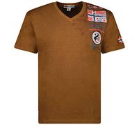 Geographical Norway JOLYMPIA - Camiseta Algodón para Hombre - Camiseta Modelo Hombre con Logo - Shirt Regular Manga Corta - Camisetas Cuello Clasica Casual - Regalo Original para Hombre (Caqui 3XL)