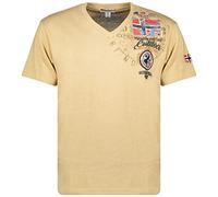 Geographical Norway JOLYMPIA - Camiseta Algodón para Hombre - Camiseta Modelo Hombre con Logo - Shirt Regular Manga Corta - Camisetas Cuello Clasica Casual - Regalo Original para Hombre (Beige M)
