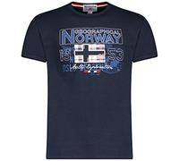 Geographical Norway JOLYMPIA - Camiseta de Algodón para Hombre - Modelo con Logo - Manga Corta Regular - Cuello Clásico Casual - Regalo Original (Marina L)