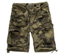 Geographical Norway - Juego de pantalones cortos de estilo cargo con cinturón y pañuelo UD para hombre Kaki Camo L
