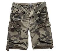 Geographical Norway - Juego de pantalones cortos de estilo cargo con cinturón y pañuelo UD para hombre Grey Camo L
