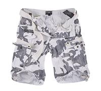 Geographical Norway - Juego de pantalones cortos de estilo cargo con cinturón y pañuelo UD para hombre Camo blanco. XXL