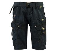 Geographical Norway - Juego de pantalones cortos de estilo cargo con cinturón y pañuelo UD para hombre azul marino. XL