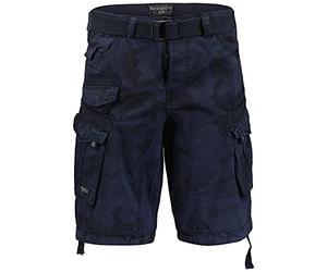 Geographical Norway - Juego de pantalones cortos de estilo cargo con cinturón y pañuelo UD para hombre azul marino XXXXL