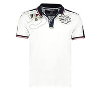 Geographical Norway Kalvin Men - Polo para Hombre, Estampado clásico, algodón, Manga Corta, Cuello de botón, Informal, Informal, Estilo clásico (Blanco, XXL)
