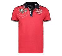 Geographical Norway Kalvin Men - Polo para Hombre, Estampado clásico, algodón, Manga Corta, Cuello de botón, Informal, Informal, Estilo clásico (Rojo, M)