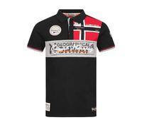 Geographical Norway Kidney - Polo Algodón con Logo para Hombre - Camisa Fit Comodidad - Camiseta Bordado Transpirable Manga Corta - Camisetas Cuello Clasico Casual (Negro, M)