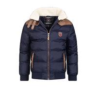 Geographical Norway Abramovitch Men Distribrands - Chaqueta Hombres Impermeable - Grueso Abrigo Capucha Al Aire Libre Abrigo Piel - Chaquetas Invierno Acolchada Parka Ideal (Azul Marino M)