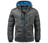 Geographical Norway IMS Production Chaqueta acolchada de invierno para hombre, con capucha, forrada y cálida. Anorak de exterior, para esquí y snowboard. Para invierno y otoño, tallas S-7XL, gris