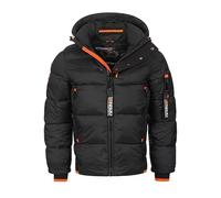 Geographical Norway Men's Winter Jacket Warm Lined Parka Quilted Outdoor Quilted Warm Quilted Buffer FvS Production H-H, black, XXL