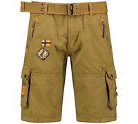 Geographical Norway Paintball Men Bermudas Hombre Casual Cotton, Shorts Cargo Deportivos Hombre, Bermudas Cortas con Cinturón Normal Fit, Hombre Primavera Verano (Caqui 3XL)