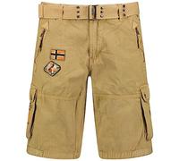 Geographical Norway Paintball Men Bermudas Hombre Casual Cotton, Shorts Cargo Deportivos Hombre, Bermudas Cortas con Cinturón Normal Fit, Hombre Primavera Verano (Beige L)